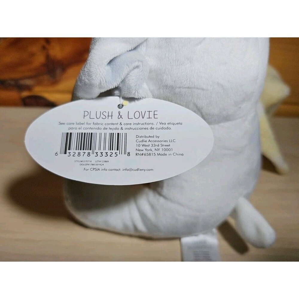 Little Beginnings Lovey Puppy Dog 7 Inch Plush With Security Blanket Gray Yellow - Picture 3 of 9